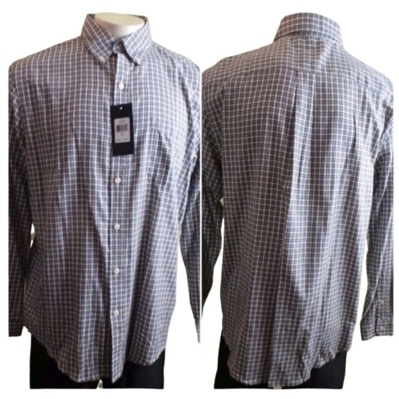 NWT Chaps Classic Fit Checked Twill Casual Button down shirt Tag XL - Picture 3 of 11